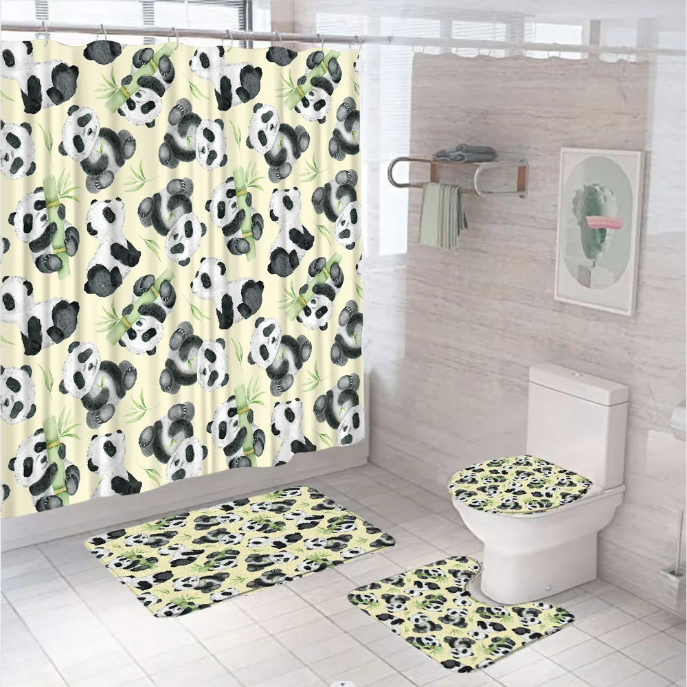4Pc Watercolor Green Bamboo Sh - Bamboo Bath Mat 评论和价格