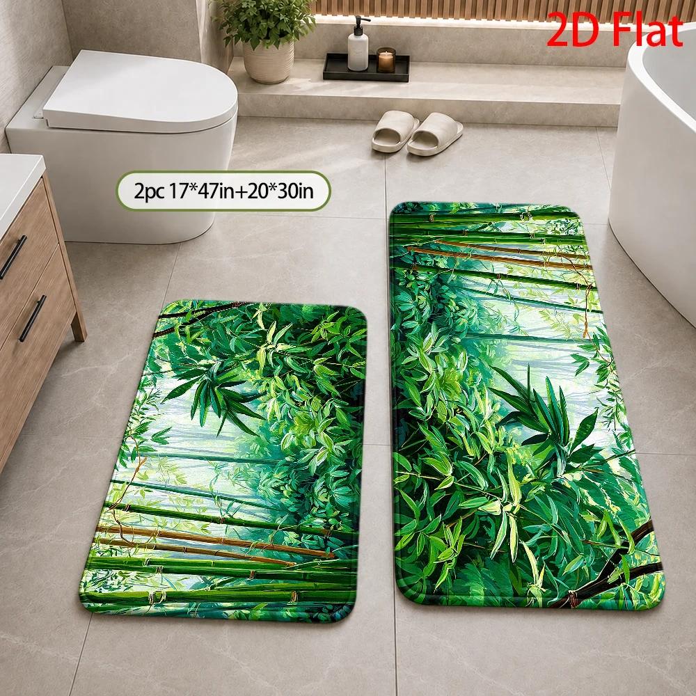 Tropical Bamboo Jungle Pattern - Bamboo Bath Mat 评论和价格