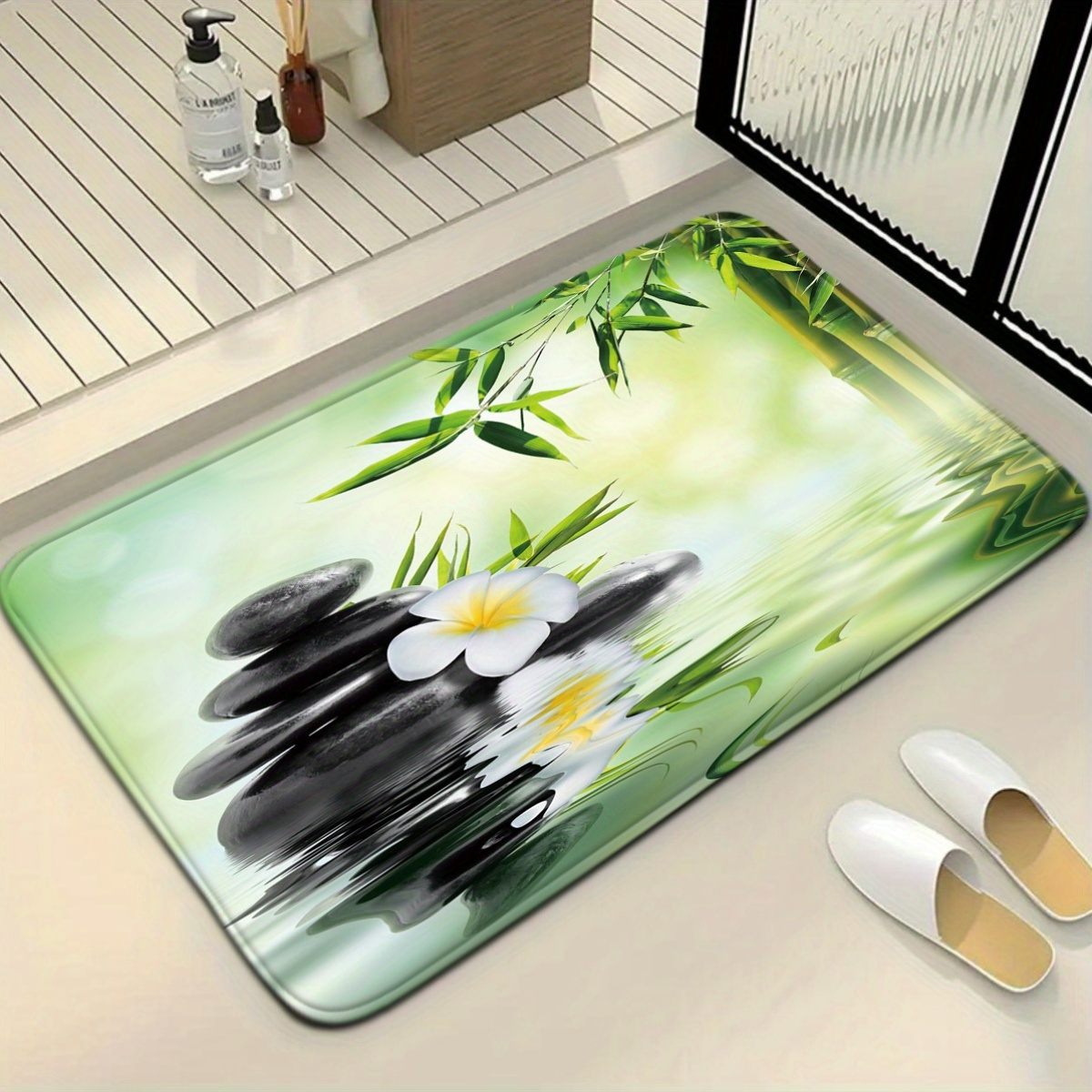 3-Piece Chinese Bamboo Water F - Bamboo Bath Mat 评论和价格